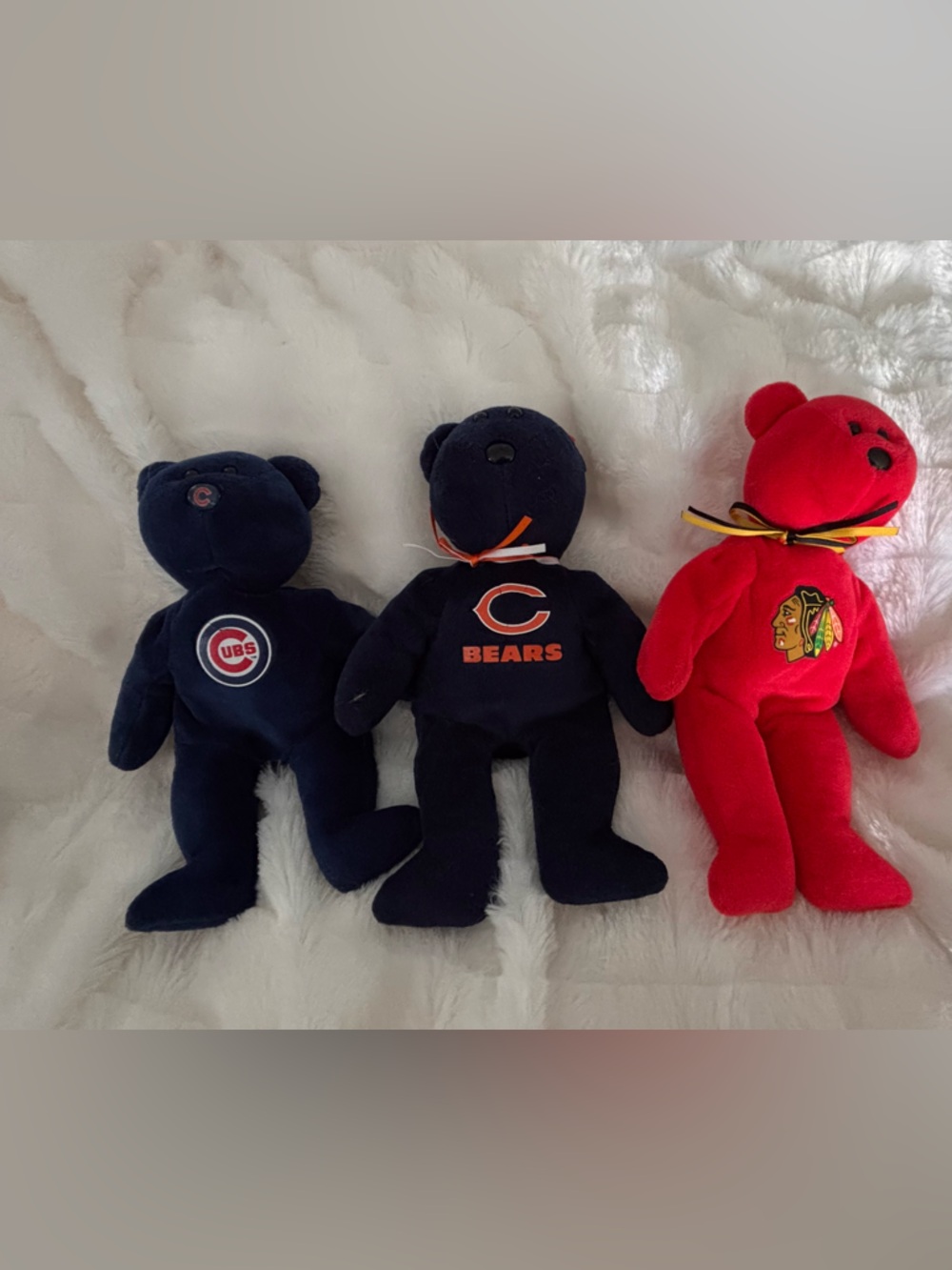 Ty Beanie Baby Plush Chicago Trio - Chicago Cubs, Bears & Blackhawks Sports